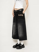Summer American Retro Loose High Waist Distressed Seven-Foot Women's Jeans Wide Leg 7-Piece Pants High Street Design Sense