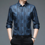 New Men's Casual Printed Long Sleeved Lapel Shirt for Spring and Autumn Fashion Comfortable Wrinkle Free Top Without Ironing