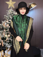 [BYSIFA] New Emerald Green Silk Scarf Women Brand Leopard Printed Square Scarves 90*90cm Fashion Accessories Headscarves Hijabs
