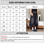 High Waist Black Retro Washed Denim Shorts Women's Harajuku Vintage Fashion Casual Loose Y2K Streetwear Mid Long Wide Leg Pants