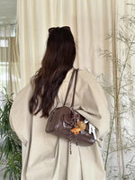 Large Capacity Brown Bowling Handbag Women's Shoulder Bag Retro Korean INS Style Autumn Winter New 2025 Fashion Trend Bag