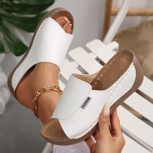 Women Wedge Slippers Summer 2025 New Fashion Slippers Open Toe Breathable Sandals Comfortable Buckle Woman Shoes Slides Women