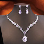 Rhinestone Flower Necklace Set for Women Choker Necklace and Earrings Party Birthday Wedding Dress Bridal Jewelry Sets Fashion