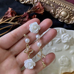 Trendy Temperament Long Pearls No Hole Clip Earrings Imitation Pearl Shell Tassel Long Clip on Earrings on Pierced Ears Women