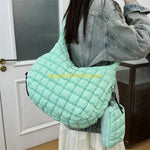 G5AE Womens Quilted Puffer Shoulder Bag Large Capacity Lightweight Handbag with Purse