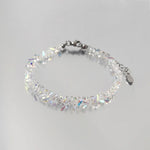 Shiny Transparent Crystal Irregular Beaded Bracelet for Women Korean Mulit-cut Pink Glass Chain on the Hand Jewelry Girls Gifts