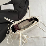 French Elegant Square Bag Korean Bow Decoration Pu High-quality Bag Niche Simple Ballet Style Shoulder Bag New Casual Women Bags