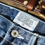 Maden Workwear American Retro Heavyweight Paris Button Denim Wash Straight Leg Jeans Mid Waist Long Pants Men's Autumn