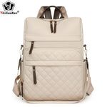 Fashion Plaid Daypack Women Waterproof Nylon Backpack Purse Ladies Large Capacity Book Bag Outdoor Travel Weekend Schoolbags