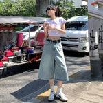 Vintage Style Jeans Women's Petite High-waisted Slimming Draped Loose Fit Summer New Arrival Seven-half Bell Bottoms