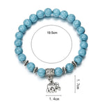 Ethnic Women's Hand Bracelets Elephant Charm Faux Turquoise Beaded Bracelet For Women Girls Elastic Bangle Gift Bracelets