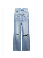 TRAF Women's loose hole decoration high-waisted jeans Fashion versatile wide-legged trousers Elegant fashion women's clothing