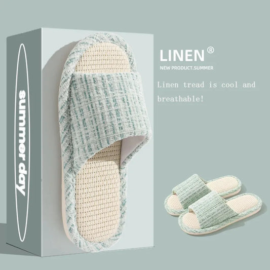 2024 New Women's Fashion Home Linen Couple Slippers Breathable Home Shoes Moisture Absorbing Anti slip Cotton Linen Slippers
