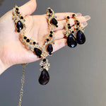 2 Pcs Inlaid Rhinestone Water Drop Necklace Earring Jewelry Sets for Women 2025 Hot Sale Personalized Wedding Bride Accessories
