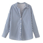 TRAF 2025 Shirts Blouses New Long Striped Shirt Women Long Sleeve Casual Shirts Large Tops Summer Plain Button Up Shirts 088