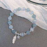 Hot Selling Star Feather White/Sky Blue Crystal Beaded Strand Women's Bracelets Fashion Jewelry Accessories Wholesale YBR1228