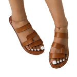 Women's Solid Color Slides, Lightweight Flat Slip On Walking Slides, Comfort Beach Slides