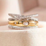 Glamorous Wedding Rings for Women Cubic Zirconia Engagement X Cross Rings White Gold Color Fashion Party Daily Jewelry