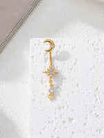 Sexy Women's Charm Moon Star Pendant Perforated Navel Ring Music Festival Jewelry Accessories