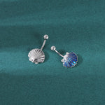 AOEDEJ 14G 1PC Shell Belly Piercing Ring Crystal Starfish Navel Ring Pearl Body Piercing Jewelry Summer Women Shell Belly Ring