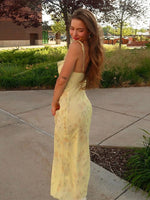 Summer Flower Printed Women's Sexy Low-cut Dress Sleeveless Backless Slim Sling Dresses 2025 Beach Vacation Lady Vestidos