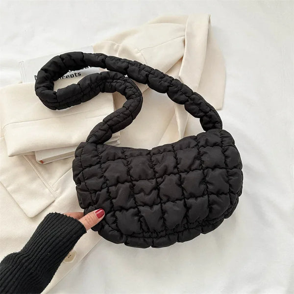 Quilted Pleated Shoulder Bags for Women Padded Bag Nylon Handbags Bucket Purse Cloud Bubbles Hobo Puffer Nylon Tote Bag bolsas