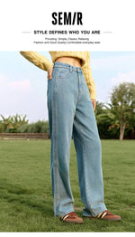 Semir Jeans Women Frayed Wide-Leg Pants Leg-Straightening 2024 Winter New Flare Pants Hong Kong Style Denim Trousers