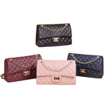 Fashionable Top Layer Cowhide Leather Chain Shoulder Bag Retro Square Buckle Cross-Border Diamond Pattern Head Cover Bag