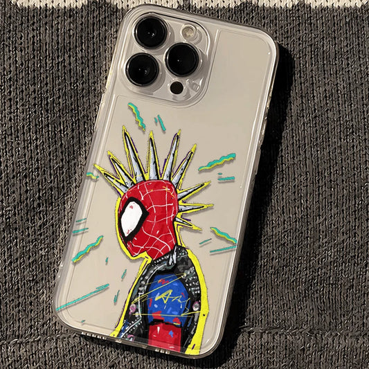 Marvel Spider Man Oil Painting Soft Phone Case For iPhone 16 15 13 Pro Max 13 12 11 Pro X XR XS MAX 14 Plus Y2k Anti Fall Cases