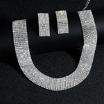 3pcs Women's Jewelry Set Rhinestone Earrings Necklace New Wedding Party Luxury Fashion Accessories-4068