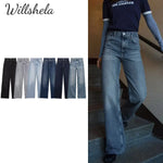 Willshela Women Jeans Denim Pant High Waist Female Chic Lady Casual Basic Mujer Straight Trousers