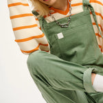 Women's Corduroy Overalls Solid Color Square Neck Pants Jumpsuit with Front Pockets Casual Streetwear