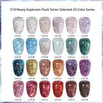 Vendeeni 24 Colors High Density Glitter Nail Gel Polish Explosive Flash Nail Art Gel Varnish Sparkling UV Soak Off Gel Lacquer