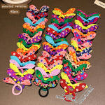 40 cute colorful random rabbit ear hair rings with sweet and windy rubber bands suitable for daily use as hair accessories