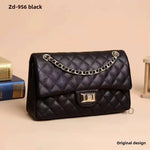 Fashionable Top Layer Cowhide Leather Chain Shoulder Bag Retro Square Buckle Cross-Border Diamond Pattern Head Cover Bag