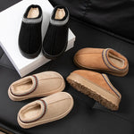 Slippers cotton home cotton shoes winter couples thick soled home solid color warm cotton slippers with velvet non-slip