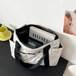 Space Padded Women Shoulder Bags For Winter 2025 Large Capacity Black Handbags Designer Nylon Cotton Warm Tote Solid