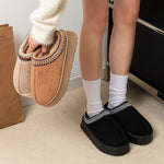 Slippers cotton home cotton shoes winter couples thick soled home solid color warm cotton slippers with velvet non-slip