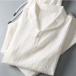 Summer 2024 Casual Suit V-neck Short Sleeve And Drawstring Pants Light Texture For A Cool Summer Solid Color V-neck Suit