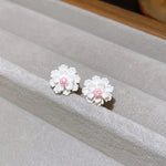 Small Fresh Resin Flower Earrings for Women Simple  Fashion Cute Camellia Stud Earrings Mini White Pink Blue Jewelry
