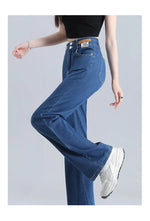 Solid-colored Thin Tencel Jeans. New Summer Collection of Simple High-waisted Loose Straight-leg Ice Silk Wide-leg Jeans Women