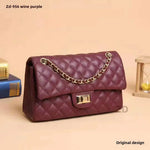 Fashionable Top Layer Cowhide Leather Chain Shoulder Bag Retro Square Buckle Cross-Border Diamond Pattern Head Cover Bag