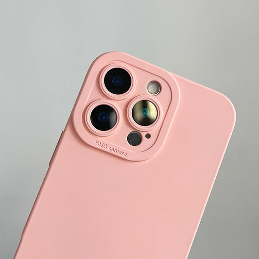 Titanium gray fine hole liquid silicone phone case for iPhone 16 15 14 13 12 11 Pro Max Plus full shockproof soft bumper cover