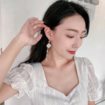 Trendy Temperament Long Pearls No Hole Clip Earrings Imitation Pearl Shell Tassel Long Clip on Earrings on Pierced Ears Women