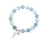 UMQ Hot Selling Star Feather White/Sky Blue Crystal Beaded Strand Women's Bracelets Fashion Jewelry Accessories Wholesale