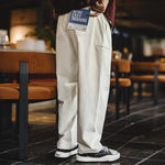 Maden Herringbone Easypants Casual Pants Cleanfit Straight Tapered Solid Color Elastic Waistband Pocket Design Long Pants