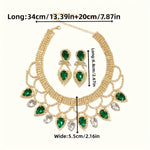 Fashionable ladies' exaggerated and exquisite handmade rhinestone necklace earring set, bride's dance dress jewelry accessories