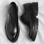 New Luxury Men's Brogues Leather Elevator Shoes Man Height Increase Insole 8cm/10cm Black Formal Business Wedding Work Men Shoes