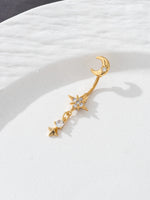 Sexy Women's Charm Moon Star Pendant Perforated Navel Ring Music Festival Jewelry Accessories