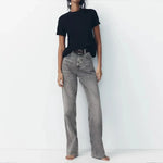 High Waist Wide Leg Long Jeans Versatile Casual Spring New Women's Faion Jeans Casual Match All Seasons High Waist Wide Leg...